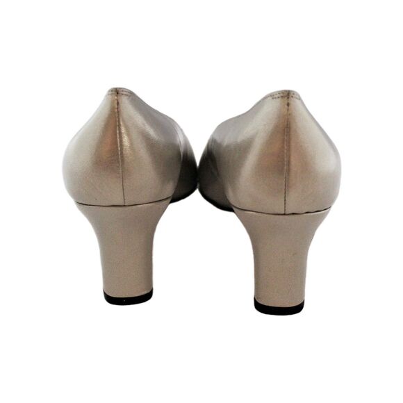 Ross Hommerson Classic Heels Leather  Pewter Slip On Pumps Square Toe 9W - Picture 8 of 11